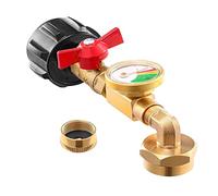 Katnetoly 1 Set QCC1 Regolatore di Adattatore per Gomito di Ricarica Propano Adattatore per Propano con Indicatore del Serbatoio di Propano con Valvola di Controllo ON-Off