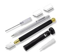 Katnetoly 1 Set Tagliavetro, Utensile Professionale per il Taglio del Vetro Incisivo In Lega con Penna per Marcatura A 3 Teste di Taglio