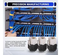 Katnetoly 10-Pack Cat6A RJ45 Jack - Compatibile Cat6-180 Gradi Toolless -Jack Un Muro Ethernet -Accoppiatore di Rete Cat6A