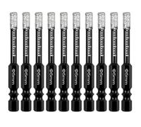 Katnetoly 10 PCS Set di Punte da Trapano Diamantate A Secco per Piastrelle, Ceramica, Granito, Marmo, Pietra e Metallo Nero