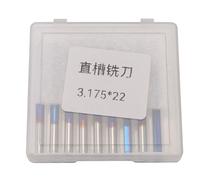 Katnetoly 10 Pezzi 3.175 Codolo Rivestito Blu Fresa In Metallo Duro 2 Flauto Fresa In Metallo Duro per Legno MDF Plastica Incisione CNC Punta