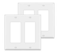 Katnetoly 10 Pezzi, Piastra da Parete Decorator 2 Gang Standard Size Outlet Cover per Prese GFCI e USB, H4.53 Pollici X .57 Pollici Bianco