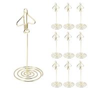 Katnetoly 10 Pezzi Porta Clip Memo, Porta Biglietti da Visita con Numero da Tavolo Porta Biglietti da Visita in Metallo con Cornice con Base