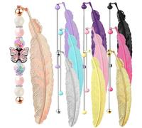 Katnetoly 10 Pezzi Segnalibri DIY con Perline Sfusi, Segnalibri In Metallo con Perline, Catene con Cordini per Libri con Perline Artigianali