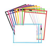 Katnetoly 10 Tasche Cancellabili un Secco, Coperture Extra large Riutilizzabili per Tasche Cancellabili un Secco, Porta Biglietti, Forniture per Insegnanti Copertine Cancellabili un Secco