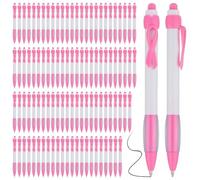 Katnetoly 100 Penne A Nastro Rosa Sfuse, Penne A Sfera Retrattili con Inchiostro Nero per Articoli per Ufficio, Regali per Donne e Ragazze, Durevoli e Facili da Usare