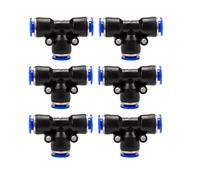 Katnetoly 100 Pezzi PE Raccordi Pneumatici Raccordo Plastica T Tipo 3 Vie per 4Mm 6Mm 8Mm 10Mm Tubo a T Connettore Rapido Serratura PE-6