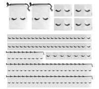 Katnetoly 100Pz Sacchetti per La Cura Delle Ciglia Sacchetti per Ciglia per Clienti Sacchetti per Imballaggio per Ciglia Carine 50 Sacchetti per Cosmetici con Coulisse e 50 con Cerniera