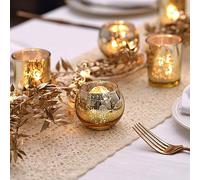 Katnetoly 12 Pezzi Portacandele Votivi in Vetro Color Mercurio Dorato Portacandele per Matrimoni, Cene di Prova