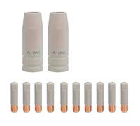 Katnetoly 12 Pezzi Supporto per Ugello 15AK MIG Supporto per Ugello Saldatura MIG Punto di Contatto per Saldatura Kit Ugello di Copertura