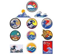 Katnetoly 12 Pezzi Wave off Patch Applique Badge Iron sopra Sew sopra Emblem per, Decorazione e Vestiti DIY, Vestito