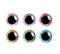 Katnetoly 120 Pezzi di Occhi di Sicurezza Tondi in Plastica Glitter 3D da 18 mm con Rondelle, Occhi per Bambole da Lavorare all'Uncinetto, per Animali di Peluche Fai-da-Te