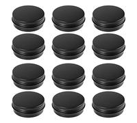 Katnetoly 12pcs 1 Oz Nero Alluminio Barattoli Di Rotonda Coperchio A Vite Contenitori Vuoti Di Stoccaggio Di Metallo Lattine Per Organizzare Cosmetici Piccoli Gioielli Ornamenti