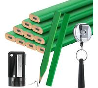 Katnetoly 14 Matite da Carpentiere, Matite da Costruzione per Legno Duro Ottagonali Piatte da 7 Pollici con Temperamatite Verde