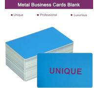 Katnetoly 150 Pezzi Biglietti da Visita In Metallo, 1/64 Pollici di Spessore 3,4 X 2 Pollici Materiale per Incisione In Alluminio per Biglietti da Visita DIY Blu