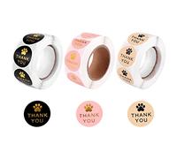 Katnetoly 1500 Pezzi Rotondi Stampa Zampe Grazie Etichette Adesive, Etichette Stampa Artigli di Cane, Regalo per Sigillatura e Decorazione