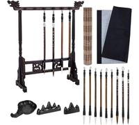 Katnetoly 15Pcs Set di Pennelli per la Calligrafia Cinese per L'Arte ' con Astuccio Portapenne e Contenitori, Tovagliolo per Scrivere Sull'Acqua