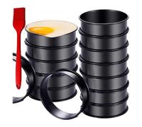 Katnetoly 16 Confezioni di Anelli per Muffin Inglesi, Anelli per Crumpet, Antiaderenti, Anelli per Crostate Doppi in Acciaio Inossidabile, Rotondi, Neri, 4 Pollici