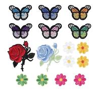 Katnetoly 16 Pezzi Fiori su Toppe Ricamo Applique Patch per Artistico Decorazioni DIY, Abbigliamento,