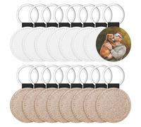 Katnetoly 16 Pezzi Grezzi per Sublimazione in Pelle PU Glitterata A Trasferimento di per Fai-da-Te, Rotondo Durevole Facile Installazione