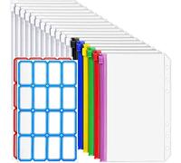 Katnetoly 18 PCS A6 Tasche per Raccoglitore con Cerniera A6 un 6 Anelli per Raccoglitore Economico, Buste per Buste nel Plastica Impermeabili