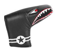 Katnetoly 1Pc Pelle PU Nera con Magnete Un Forma di Squalo Coperchio della Testata del Putter della del Golf