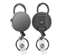 Katnetoly 2 Bobine Portabadge Retrattili per Impieghi Gravosi, Porta Badge Identificativo in Metallo con con Clip da Cintura per con Biglietto da Visita