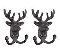 Katnetoly 2 Pezzi di Ganci per Appendere Chiavi e Cappotti - Supporti da Muro In Ghisa A Forma di Testa di Cervo - Appendini Decorativi Vintage per Animali