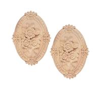 Katnetoly 2 Pezzi nel Legno Intagliato Applique Cornice Onlay Decorazione Mobili Non Verniciati Non Verniciati Modelli Ovali 21X15 Cm