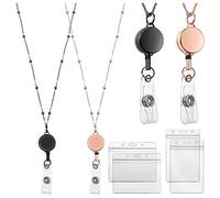 Katnetoly 2 Pz Retrattile Bobina Porta Badge con Porta ID Collana Cordino Porta Badge Catena Clip Impermeabile Supporto - B