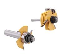 Katnetoly 2 pz Slot Cutter 3 Wing Router Bit 1/2 e 1/4 pollici Shank strumento di lavorazione del legno regolabile