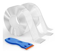 Katnetoly 2 Rotoli di Nastro Biadesivo Resistente, Nastro Nano Trasparente Rimovibile per Appendere Poster, Quadri