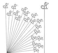 Katnetoly 20 Bastoncini Porta Carte di Fiori In, Plettri Floreali In Filo Metallico da 12 Pollici, Porta Carte con Fiori In, Gatto Nero