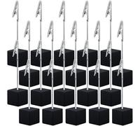 Katnetoly 20 Pezzi Porta Memo con Base A Cubo con Clip A Coccodrillo Porta Numeri da Tavolo con Base In Legno Porta Segnaposto A Cubo