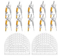 Katnetoly 20 Set di Goniometro e Compasso per Studenti - Set di Matematica e Geometria per Studenti - con Compasso A Matita, Goniometro Matematico A 180 Gradi