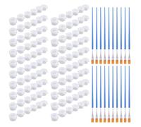 Katnetoly 20 Strisce 120 Vasi di Vuoti Strisce Mini Contenitori di Stoccaggio Trasparenti e 20 Pezzi di Pennelli Pittura Artistico