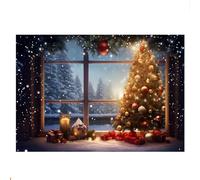 Katnetoly 210X150 cm Panno di Sfondo Natalizio Albero di Natale di Neve Decorazione per Feste Panno di Sfondo per Fotografia per Bambini, F Facile da Installare Facile da Usare