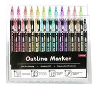 Katnetoly 24 Pennarelli Metallizzati Contorno Colori, Pennarello Acrilica Pennarello Penna Glitter per Legno, Pittura su