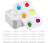 Katnetoly 25 Palette di In Plastica 6 Palette Rettangolari per Vassoio Bianco per e Pittura Artistica Ad Festa