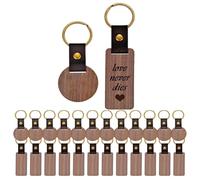 Katnetoly 26 Pezzi in Legno e Pelle, in Legno Incisi Rettangolari e Rotondi con Cinturino in Pelle, per DIY