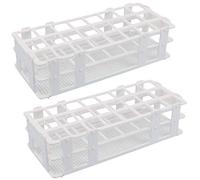 Katnetoly 2Pcs Rack per Provette nel Plastica 24 Fori Supporto per Provette da Laboratorio per Provette da 25Mm, Staccabile, Bianco