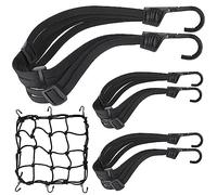 Katnetoly 3 PCS Corda per da Motociclista da Bagaglio Nero Cinturino in Corda con Rete di Carico
