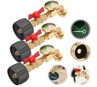 Katnetoly 3 Pezzi Adattatore A Gomito per Ricarica Propano con Indicatore Livello Serbatoio, Adattatore per Serbatoio Propano per Serbatoio da 1 Libbra, Indicatore Universale Gas Propano