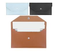 Katnetoly 3 Pezzi Buste per Contanti In Pelle PU, Buste per Soldi Impermeabili, per Portafogli per Contanti Riutilizzabili, Buste Economiche, Nero e Blu