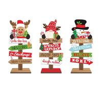 Katnetoly 3 Pezzi di Albero di Natale da Tavolo Babbo Natale DIY Decorazione in Legno Cartelli Natalizi Decorazione Natalizia