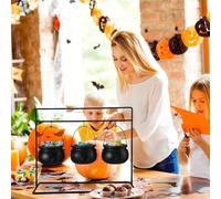 Katnetoly 3 Pezzi di Calderone della Strega di Halloween Ciotole per Caramelle, Calderone da Portata con Calderone di Halloween su Griglia e 3 Ganci