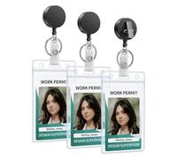 Katnetoly 3 Pezzi di Portabadge Retrattile con Clip A Coccodrillo Girevole, Retrattile Resistente con Bobina A Molla In Acciaio Inossidabile