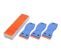 Katnetoly 3 Pezzi di Raschietti in Plastica per Lame di Rasoio e 100 Pezzi di Lame di Rasoio in Plastica A Doppio Bordo da 1,5 Pollici per Strumento di Vinile Tinta Finestra Automatica