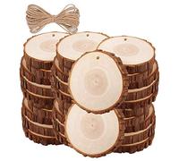 Katnetoly 30 Pezzi di di Legno Non Finite con Corteccia per Kit di Legno Cerchi Dischi di Registro per Ornamenti di Nozze Artigianali DIY