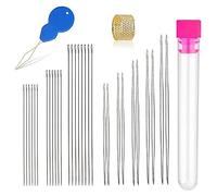 Katnetoly 30 Pezzi di per Perline Set 5 Dimensioni 10 Pezzi di per Occhi e 20 Pezzi di Lunghi Dritti con Bottiglia per Una Facile Infilatura